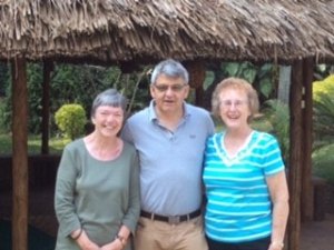 Norwegian Ambassador Victor Ronneberg with Anne Sutton (left) and Caroline Daley in Kenya.